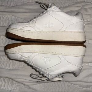 Alo White Sneakers with Brown Sole